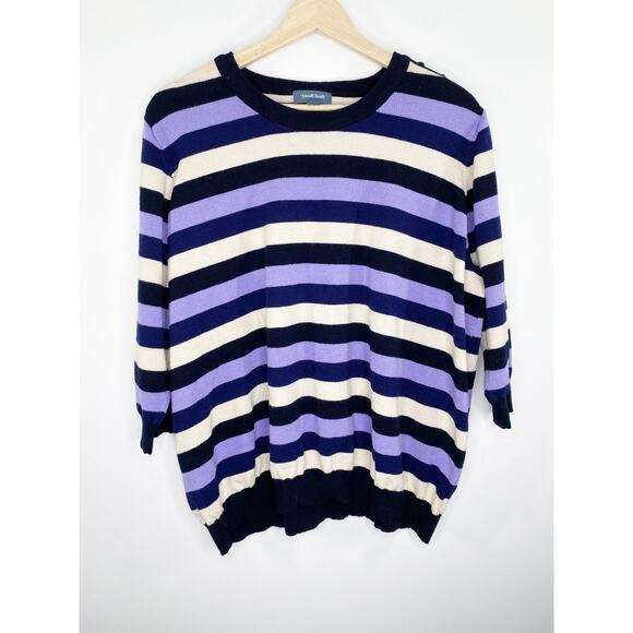 ModCloth Purple White Black Striped Crewneck Sweater Women's Plus Size 4X - Picture 8 of 8